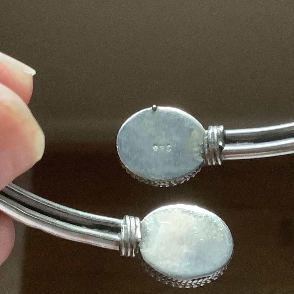 𝅺STERLING SILVER 925 RED CARNELIAN BANGLE WOMAN BRACELET​​ - Picture 5 of 11
